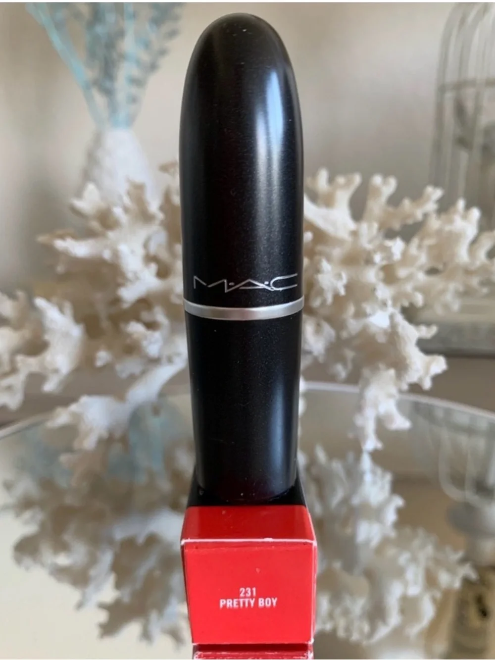 MAC Cremesheen Lipstick Pretty Boy 231 Red Coral Classic Discontinued Shade NIB